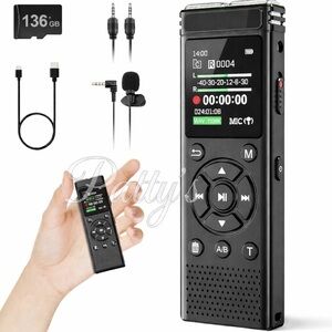 136GB Digital Voice Recorder PCM HD Playback Voice Activated Noise Reduction MP3